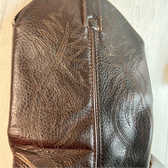 Justin Western Cowboy Boots Men's Size 10D–Dark Brown Grain Leather, Pointed Toe - Picture 9 of 16